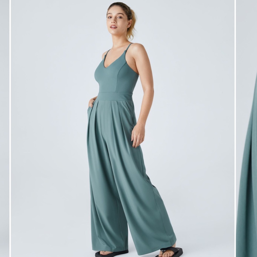 Halara Breezeful™ Backless Side Invisible Zipper Pocket Jumpsuit - Stone Blue